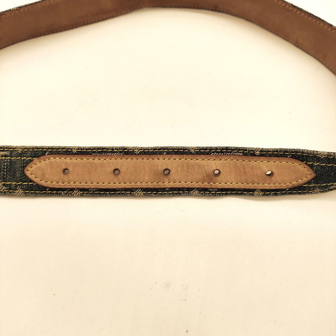 【美品】ルイヴィトン モノグラムデニム ベルト レザー ヌメ革 ゴールド金具