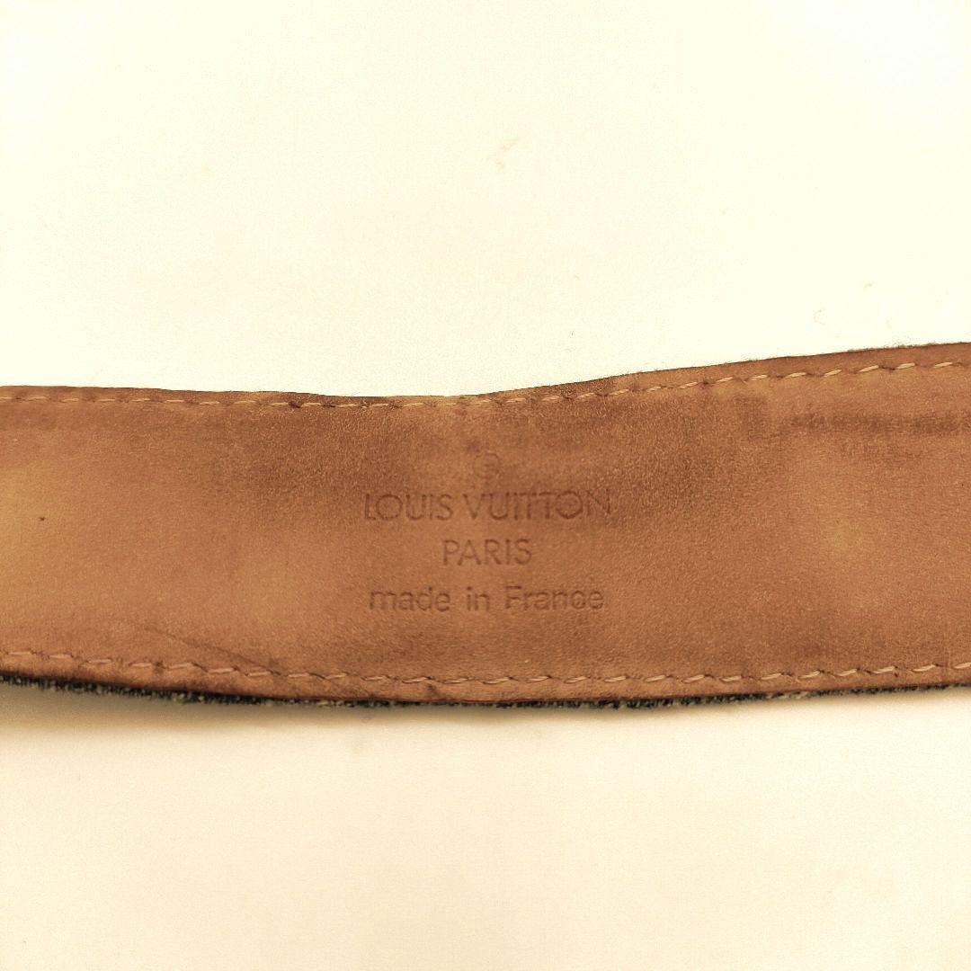 【美品】ルイヴィトン モノグラムデニム ベルト レザー ヌメ革 ゴールド金具