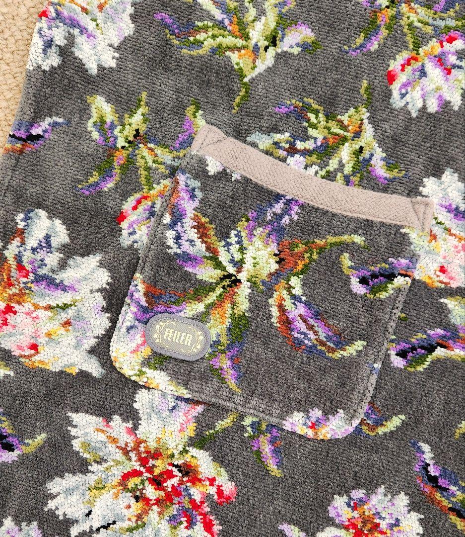 Feiler/フェイラー 花柄エプロン シェニール織 グレー