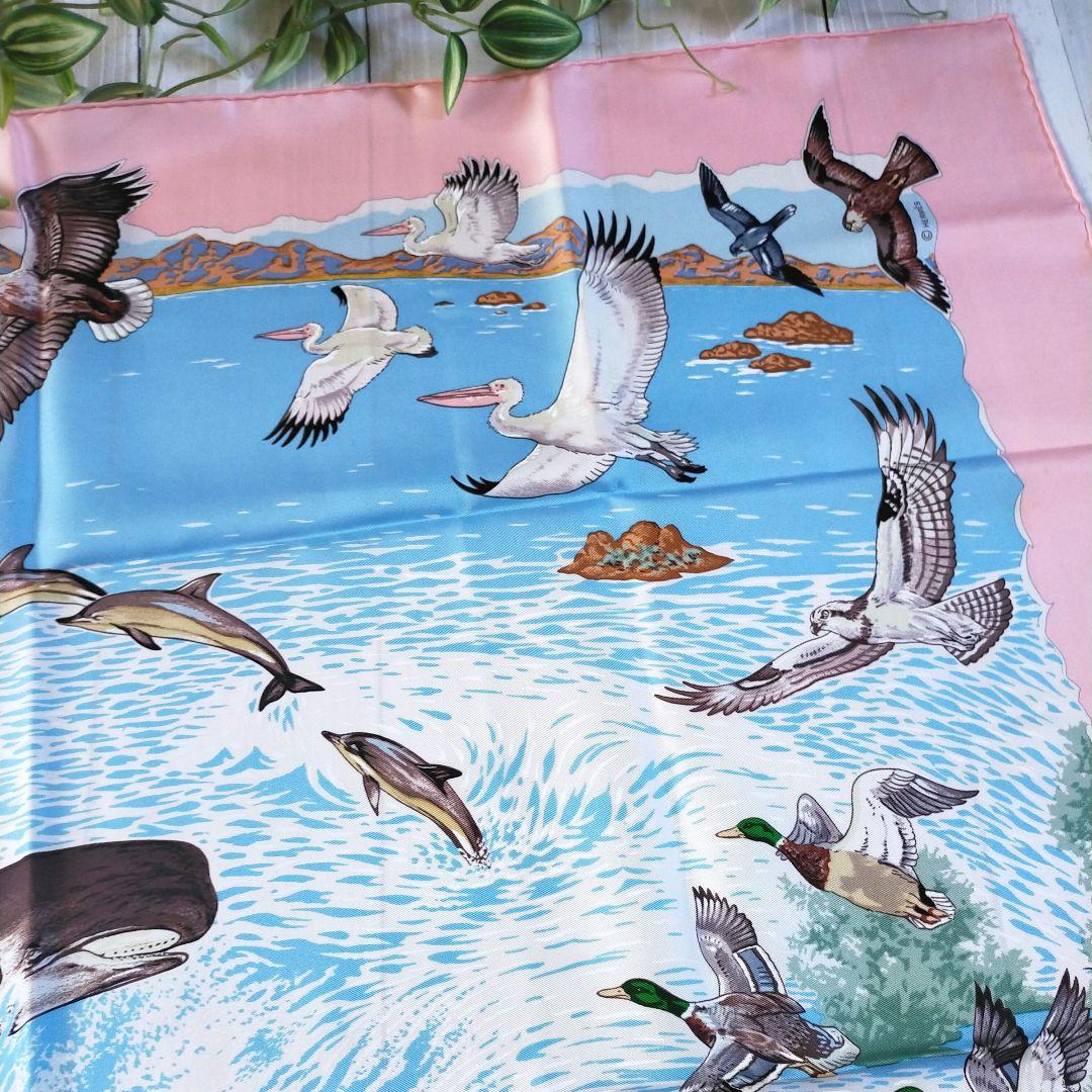 ☘️展示品 新品未使用☘️ HERMES　地中海の貴重な生命 カレ90 ピンク