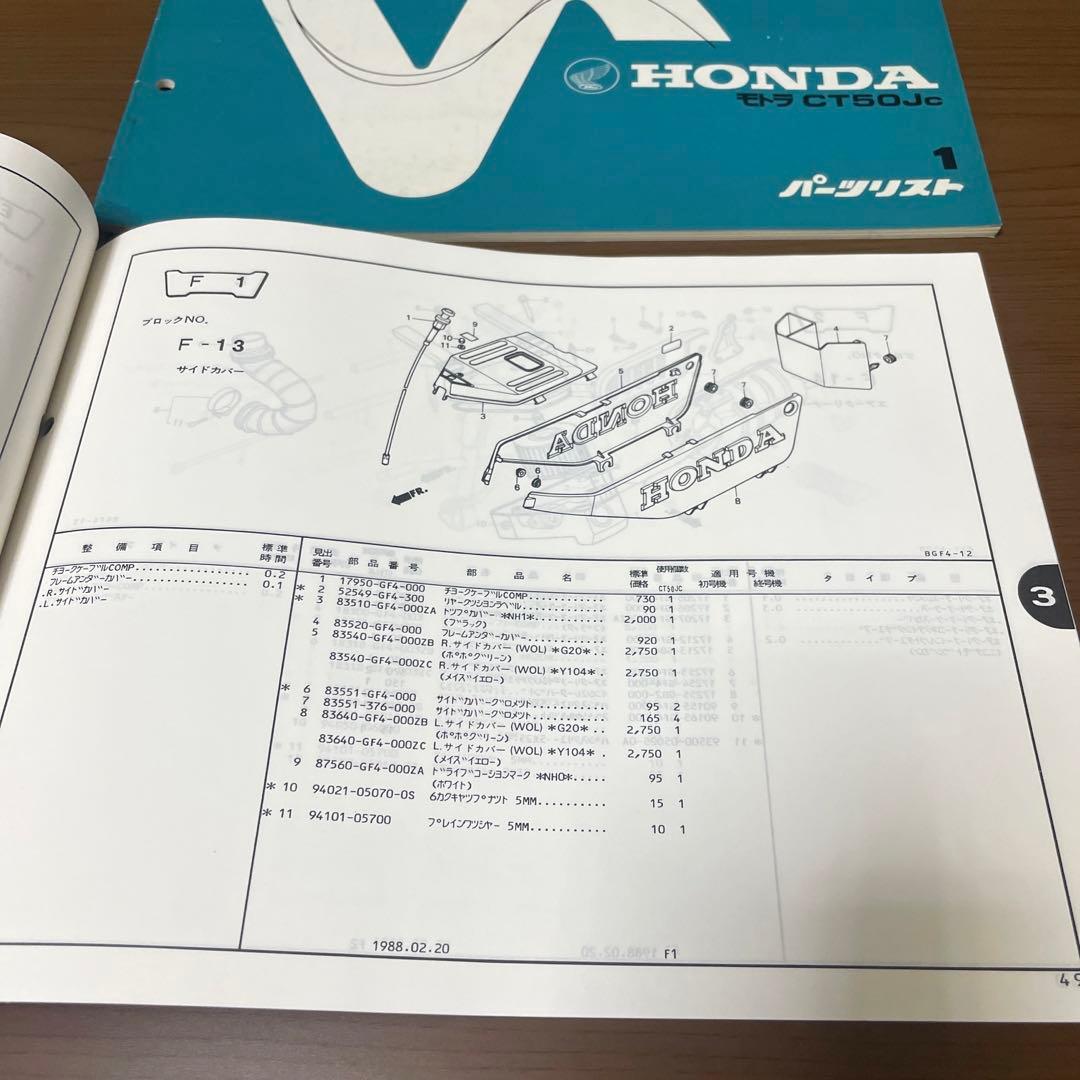 ホンダモトラパーツリストセット