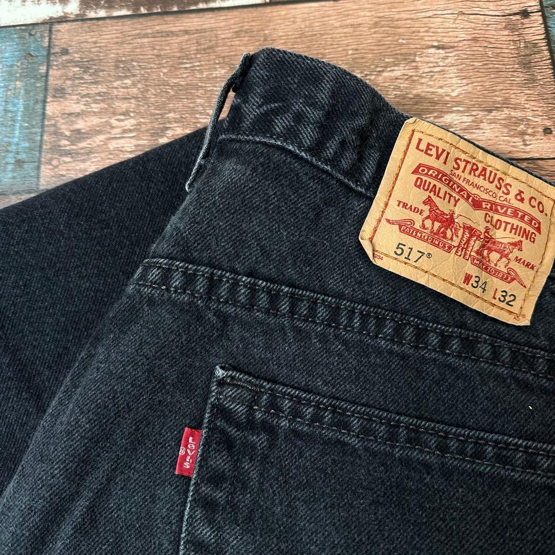 m*s様 ビンテージ 古着 リーバイス517 バギー ブラックデニム W34L3