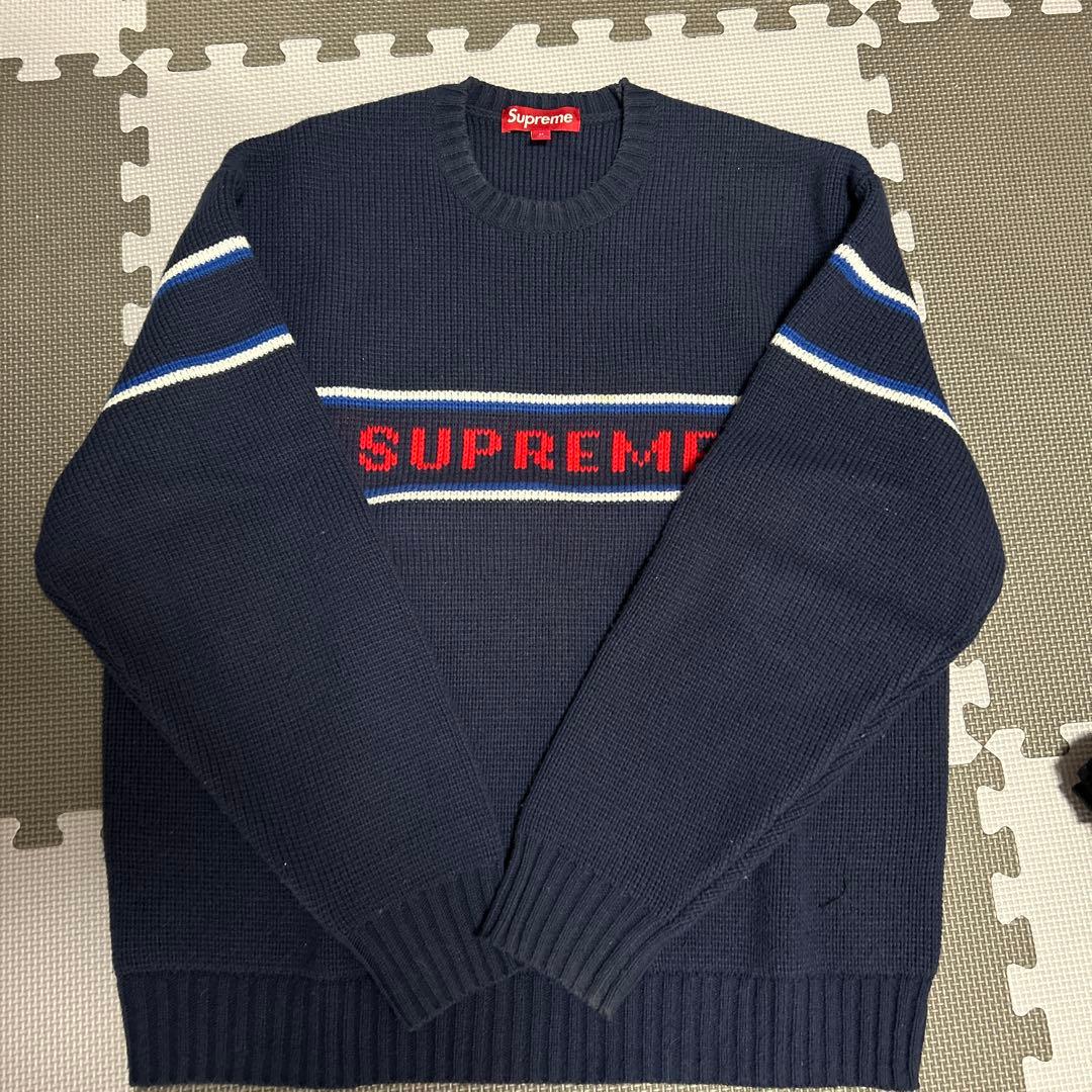 Supreme ネイビー クルーネックセーター - メルカリ