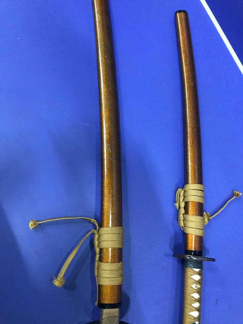 模造刀大小2本セット 金茶柄 雲龍楕円鍔 梨地呂鞘