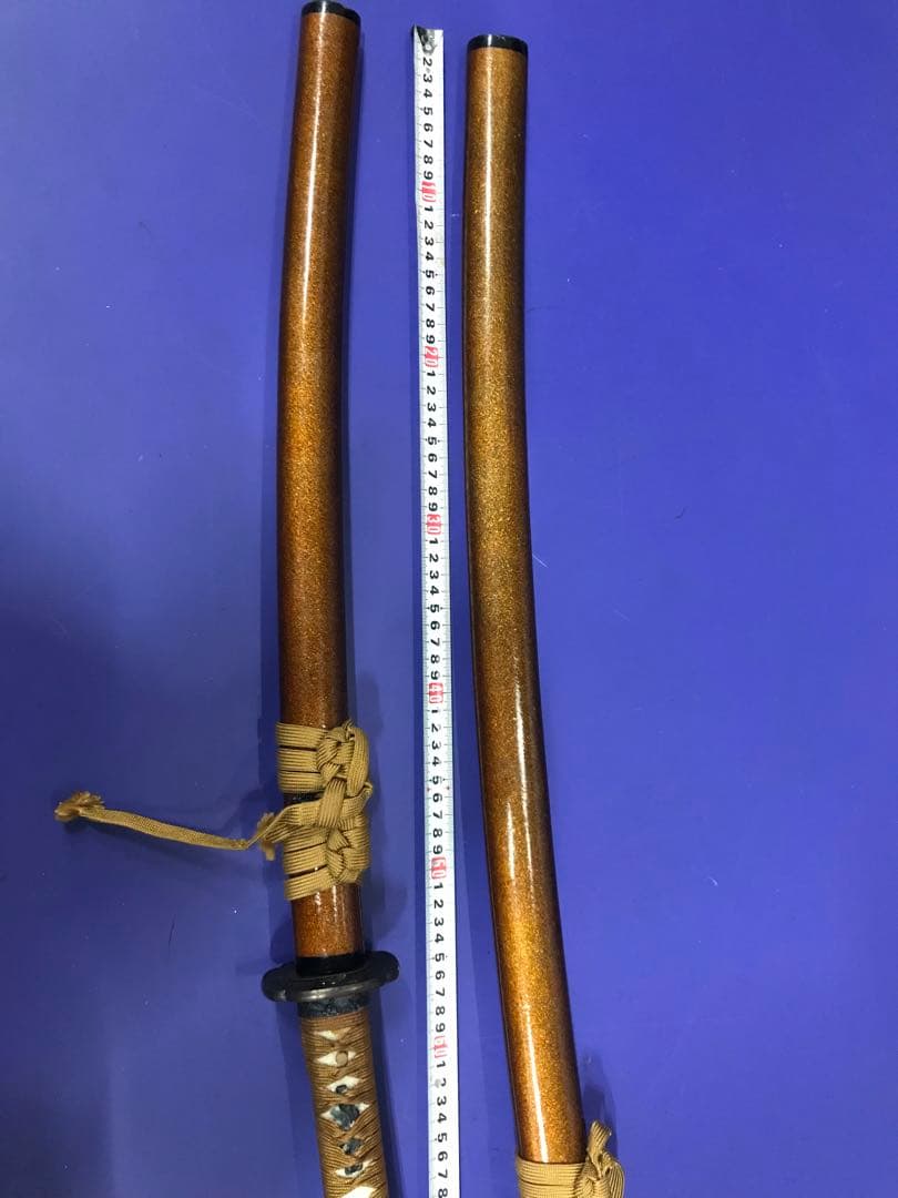 模造刀大小2本セット 金茶柄 雲龍楕円鍔 梨地呂鞘