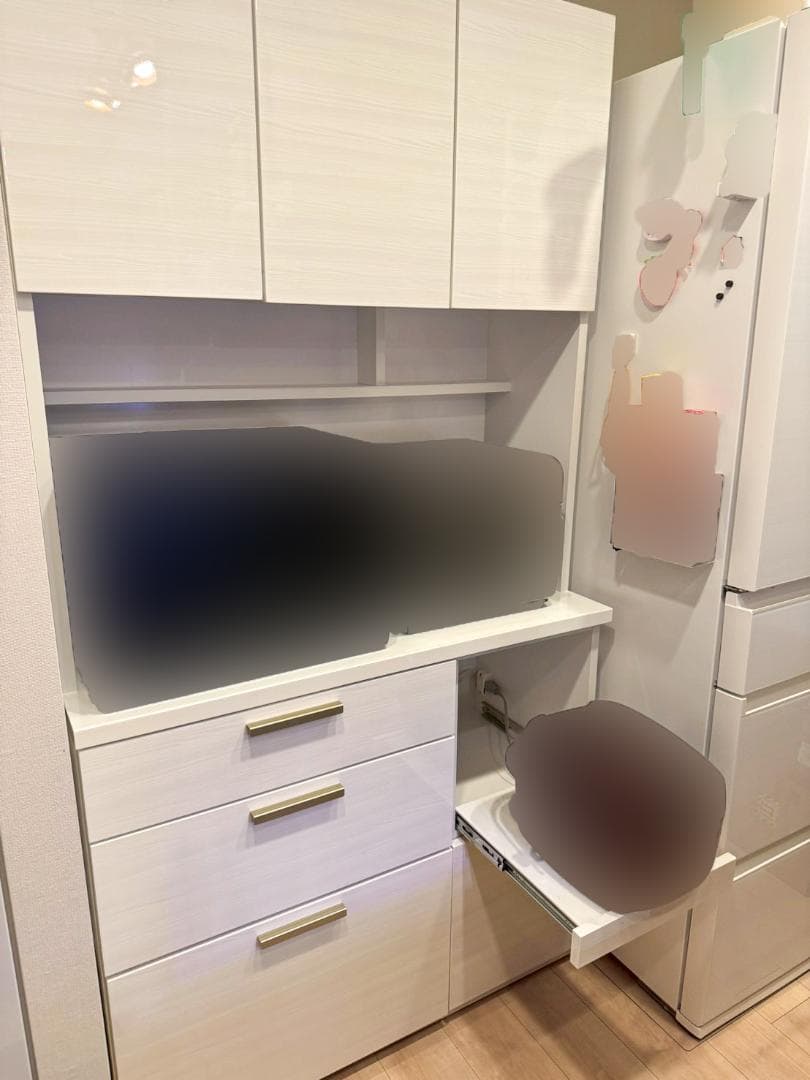 【7月18日以降】ニトリ キッチンボード ソレル 食器棚 100KB WH