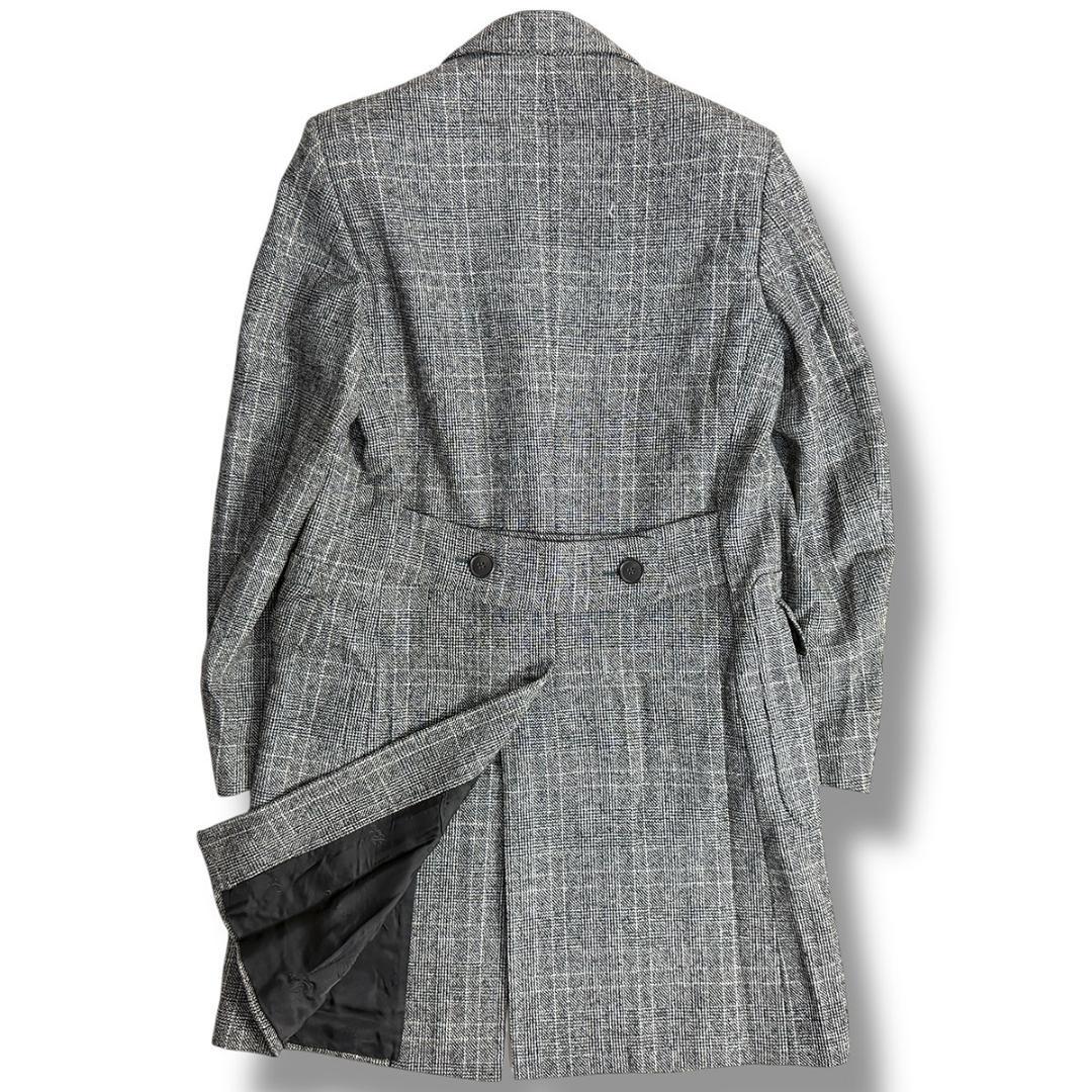J6308 美品 ベルベスト グレンプレイドチェスターコート グレー 46