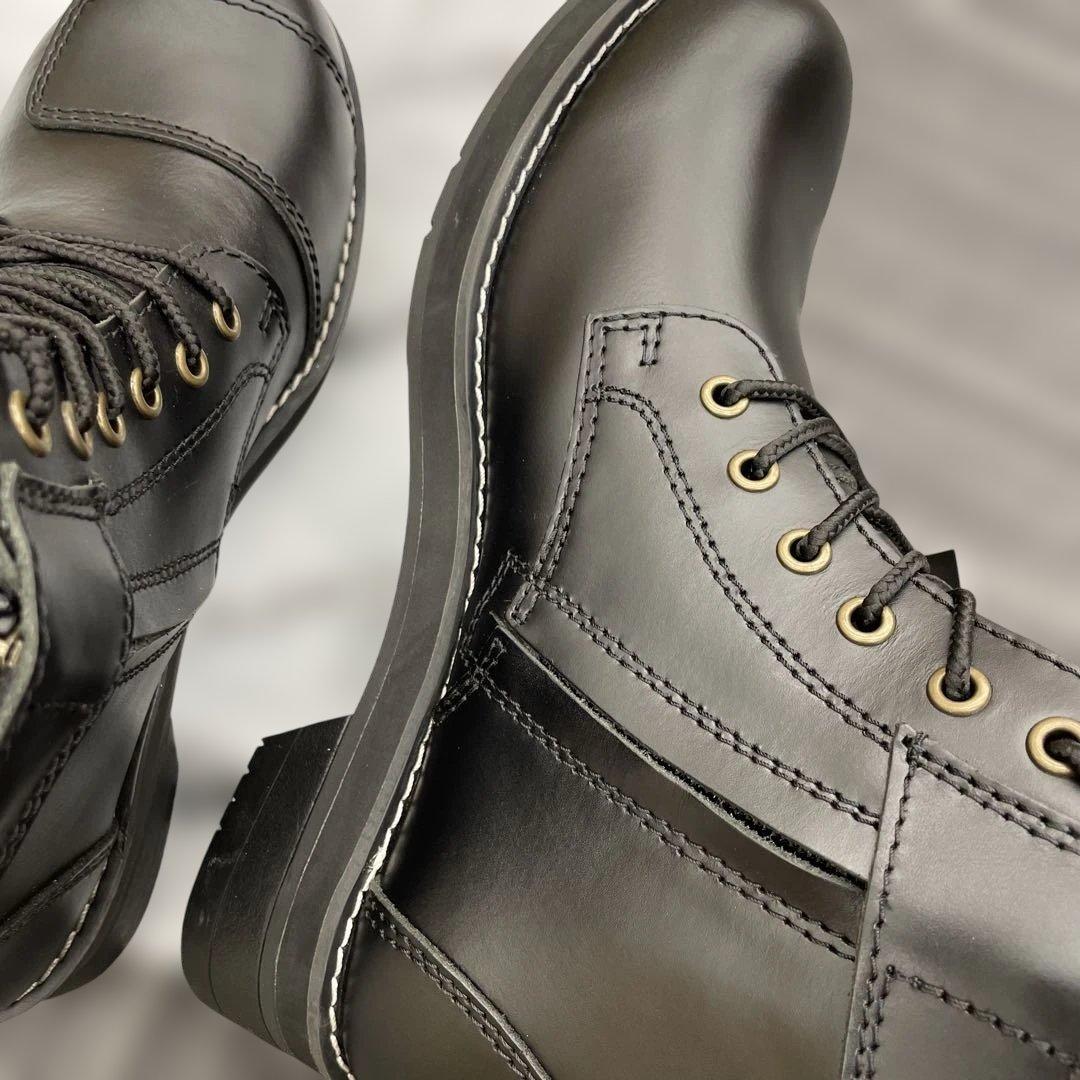 12048 [ワイルドウィング] 厚底スワロー　本革バイクブーツ　26.5cm