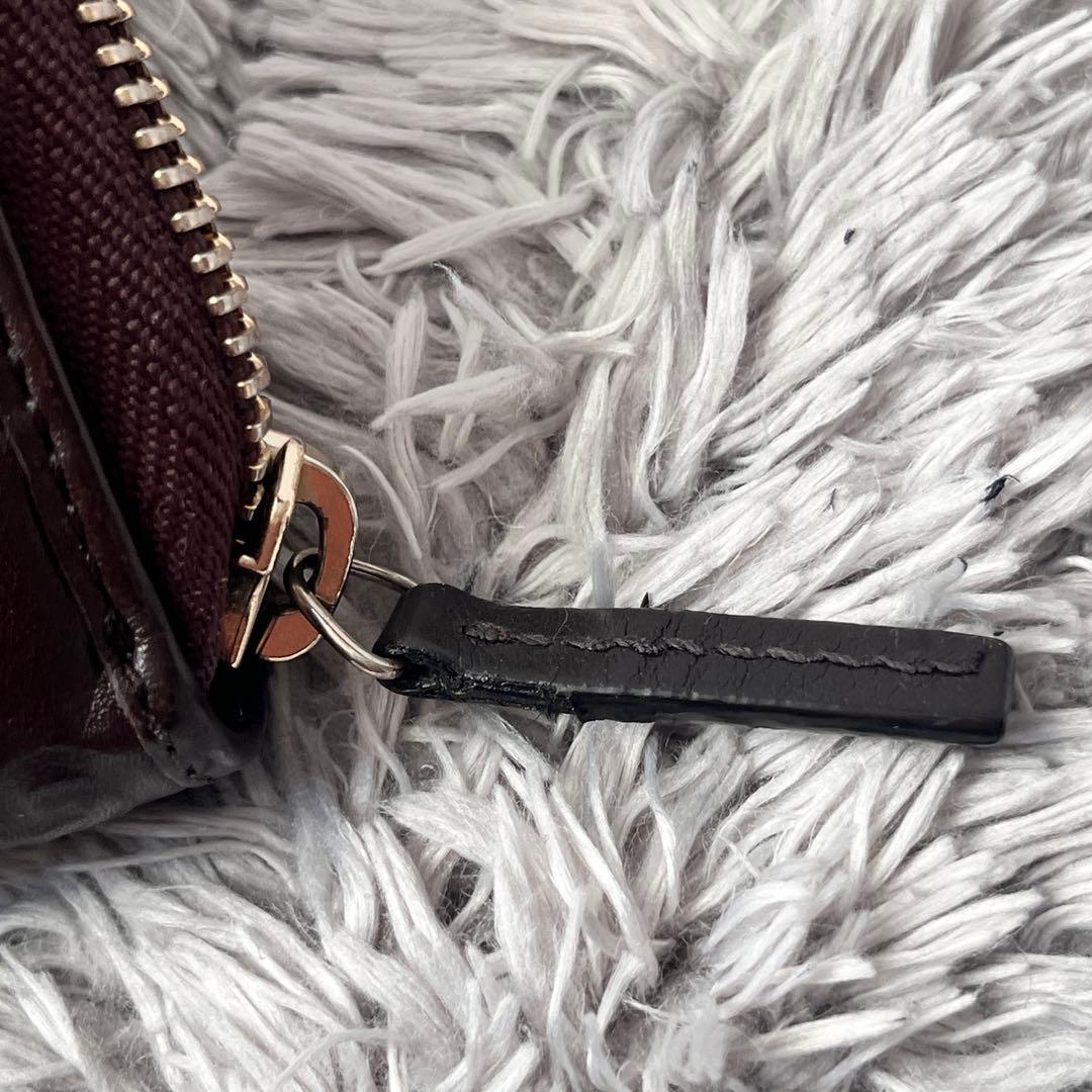 美品✨GUCCI ラウンドファスナー シマ リボン ブラウン 長