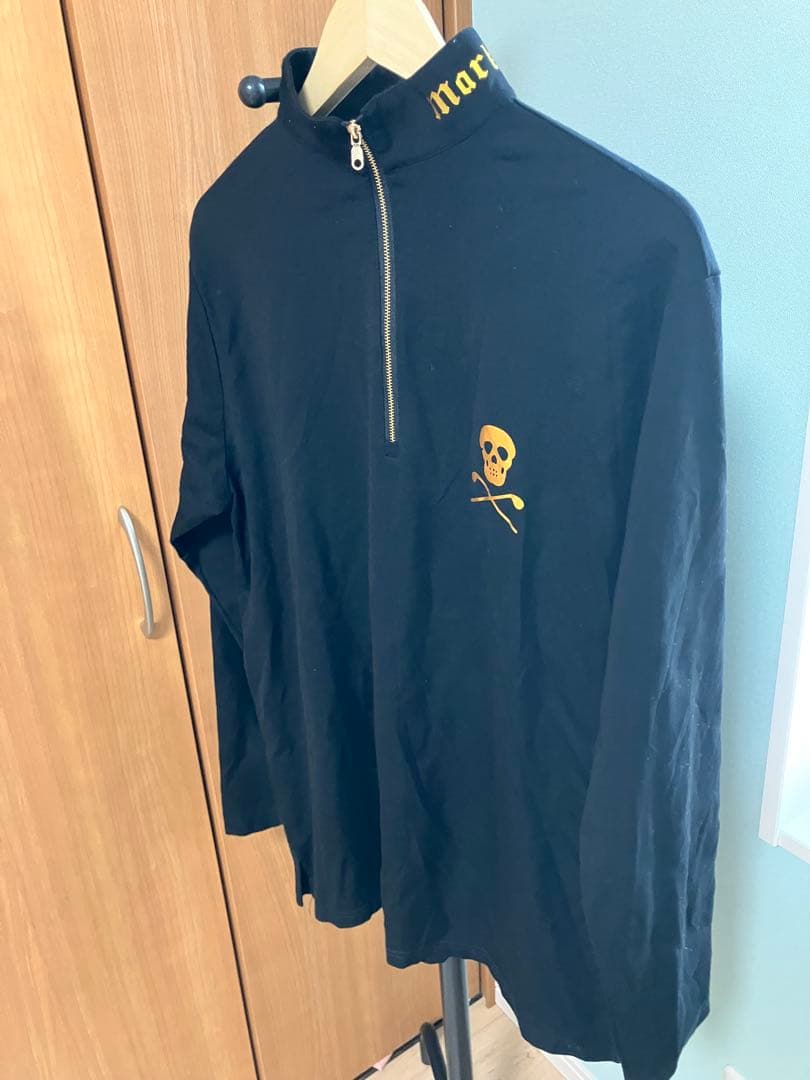 MARK&LONA ハーフジップ バックデザインシャツ 大きいサイズ　黒