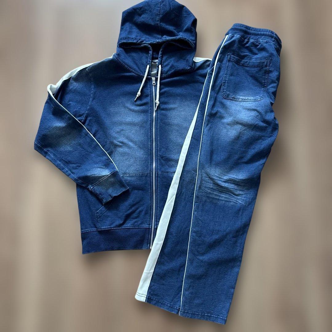 BAYCREST ベイクレストデニム風スウェットセットアップXL - メルカリ