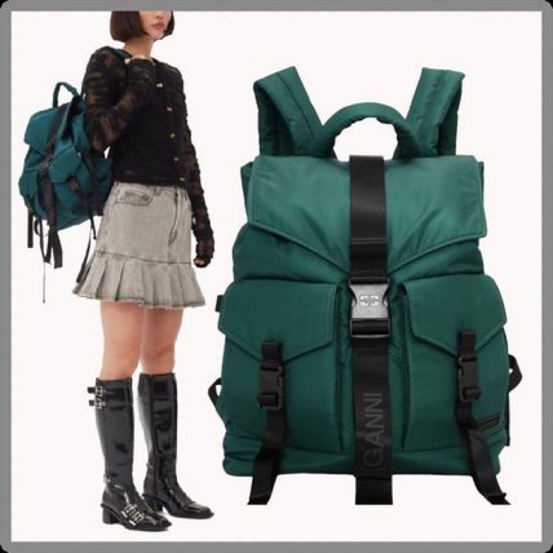 Ganni ガニー テック バックパック リュック グリーン