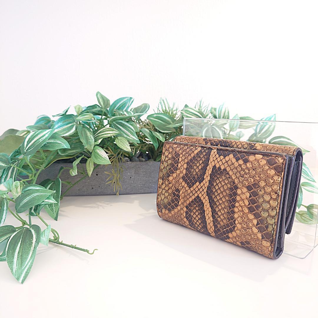 美品】FENDI フェンディ パイソン ピーカブー ターンロック 3つ折り