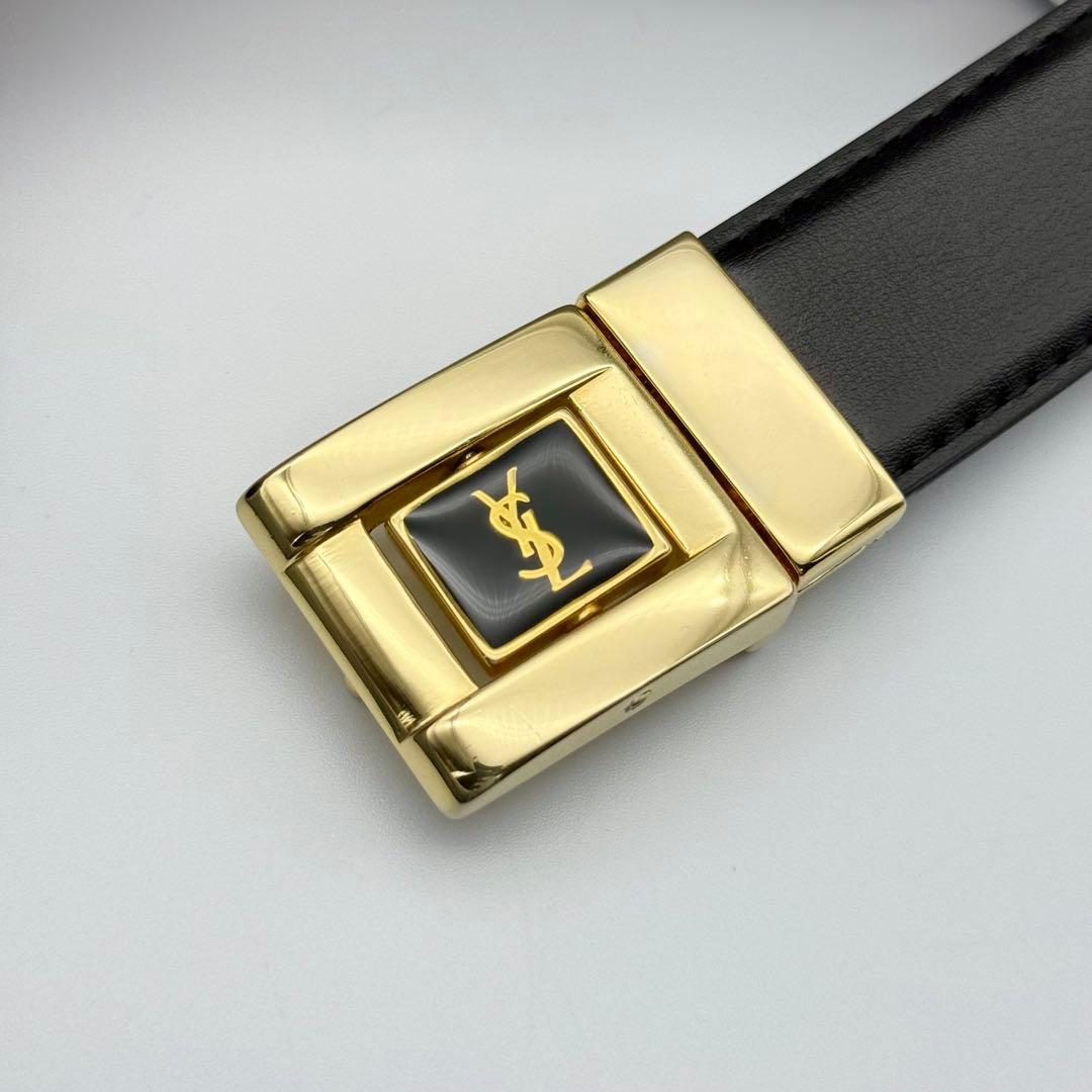 ✨美品✨サンローラン ベルト ゴールド金具 本革 新品ベルト リバーシブルロゴ
