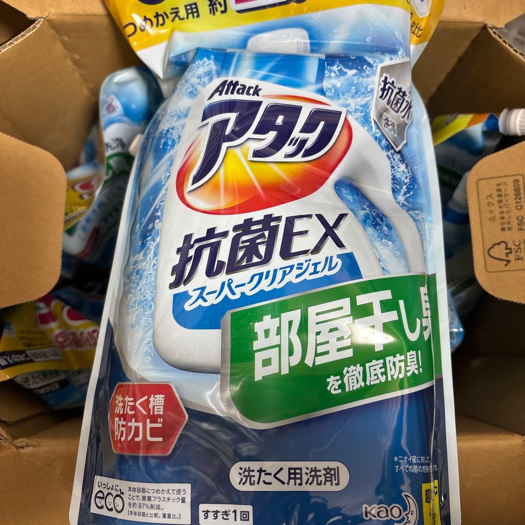 アタック 抗菌EX スーパークリアジェル 洗濯洗剤 液体 詰替 1.9kg 6個