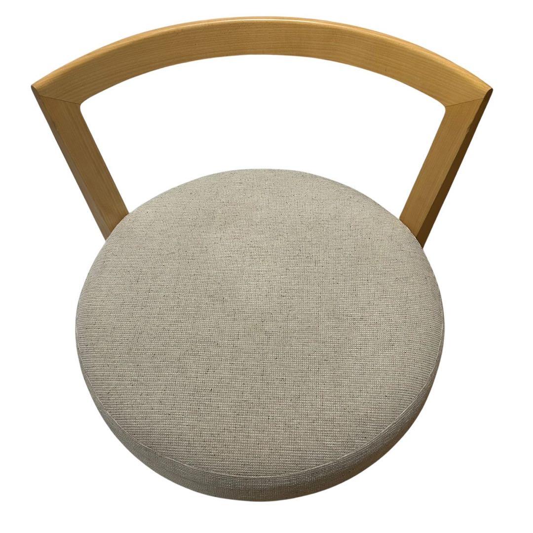 美品 飛騨産業 HIDA 日進木工 座椅子 ラウンド座面 木製フレーム 布張り