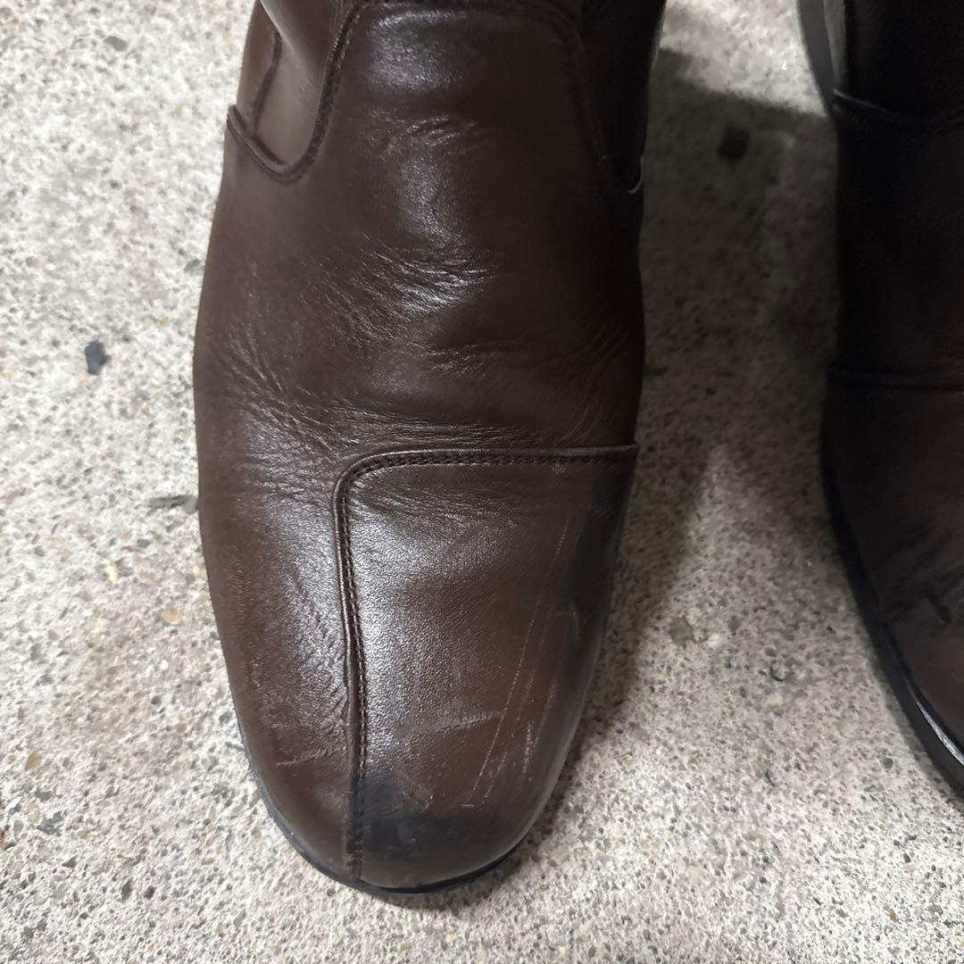 ブラウン レザー ジッパーブーツ