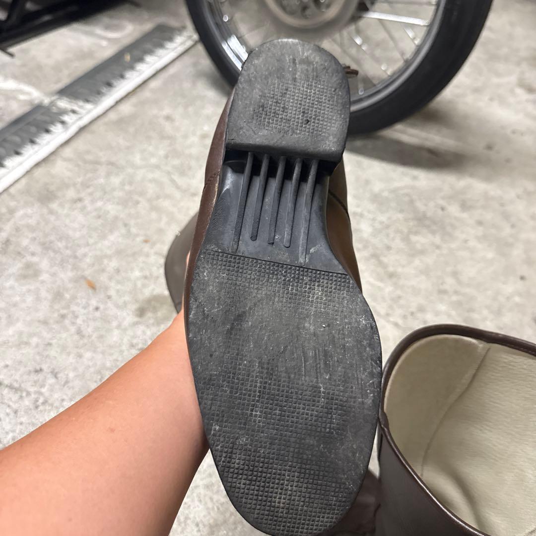 ブラウン レザー ジッパーブーツ