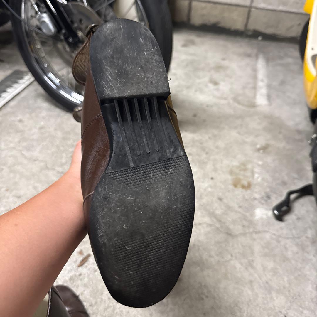 ブラウン レザー ジッパーブーツ