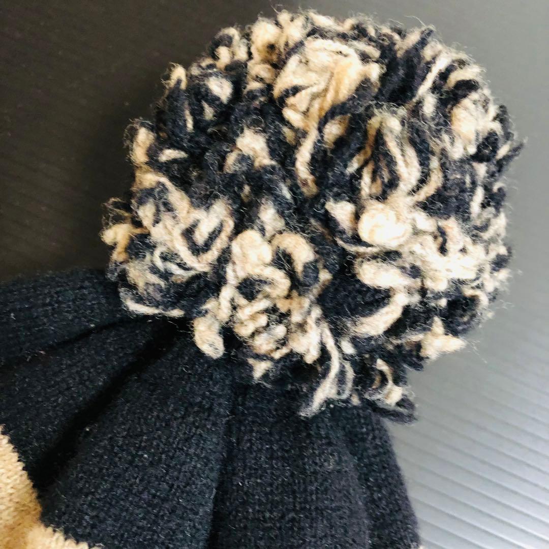 ヴィヴィアンウエストウッド　ニット帽　耳当て付き　ボーダ　ボンボンニットキャップ