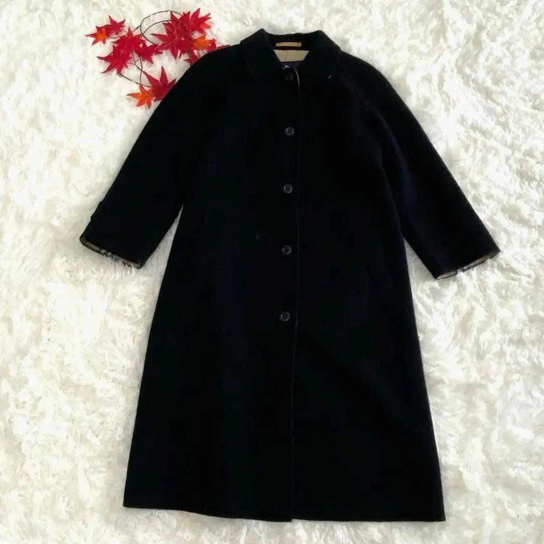 バーバリーロンドン BURBERRYステンカラーコート 羊毛 カシミヤM 黒