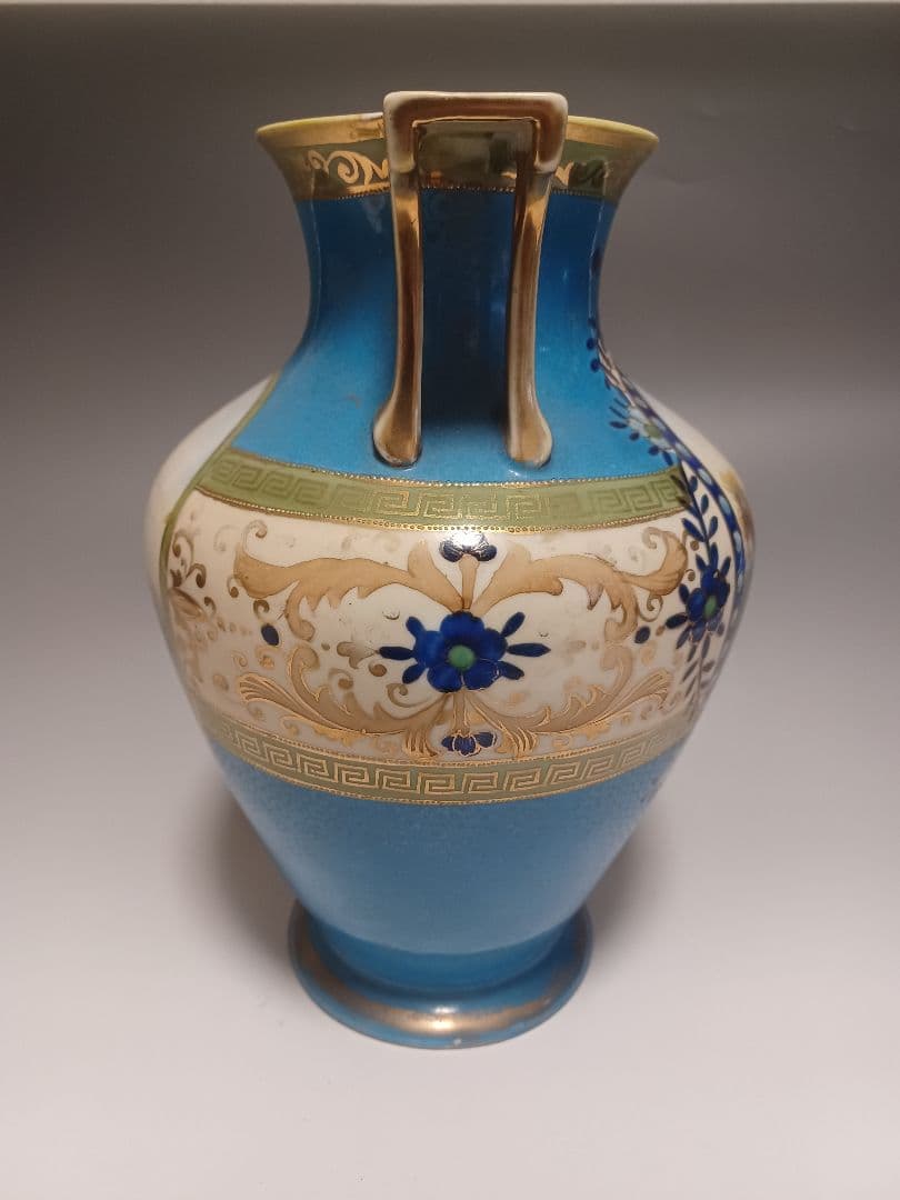 希少　オールドノリタケ花瓶　マルキ印　ブルー