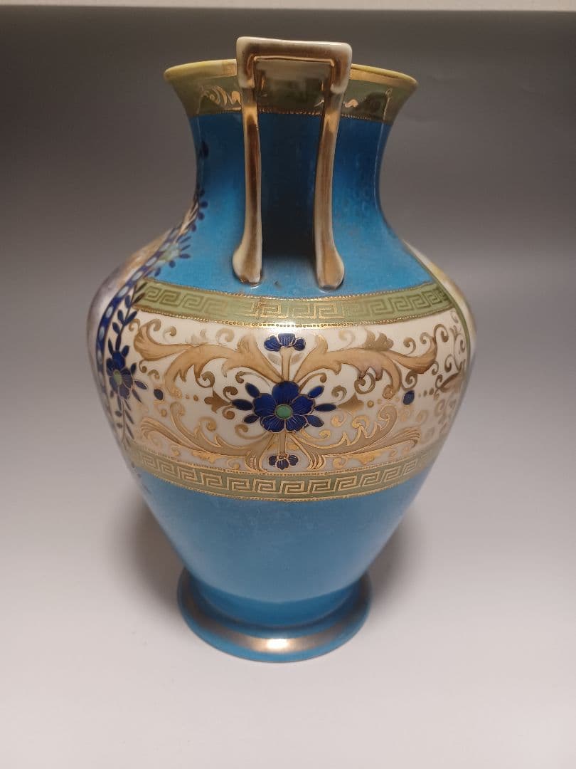 希少　オールドノリタケ花瓶　マルキ印　ブルー