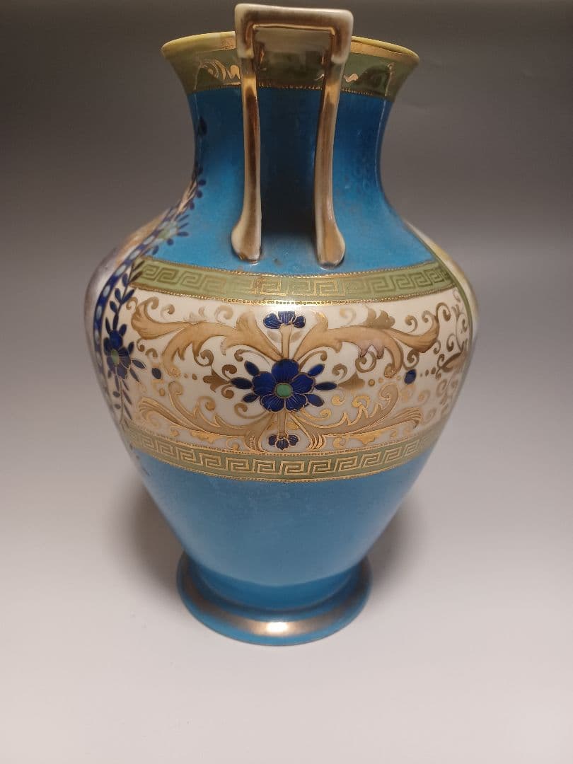 希少　オールドノリタケ花瓶　マルキ印　ブルー