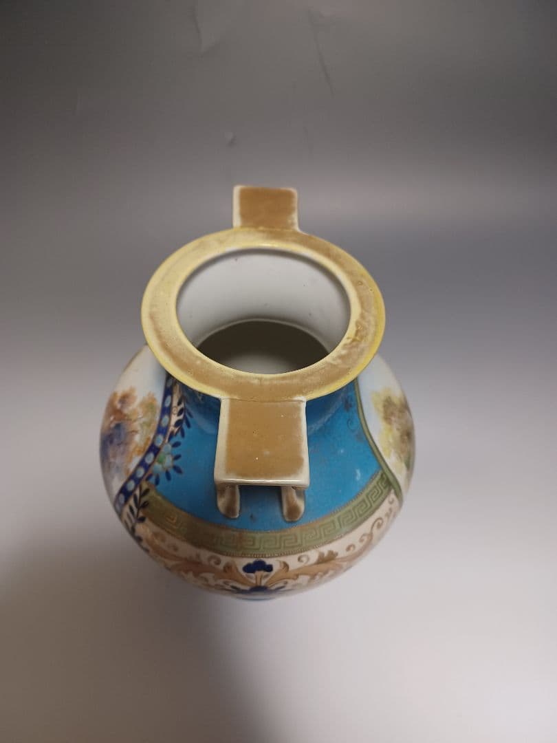 希少　オールドノリタケ花瓶　マルキ印　ブルー