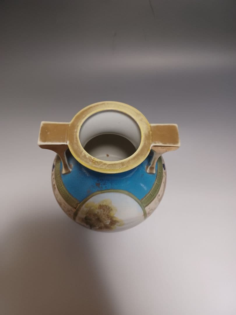 希少　オールドノリタケ花瓶　マルキ印　ブルー