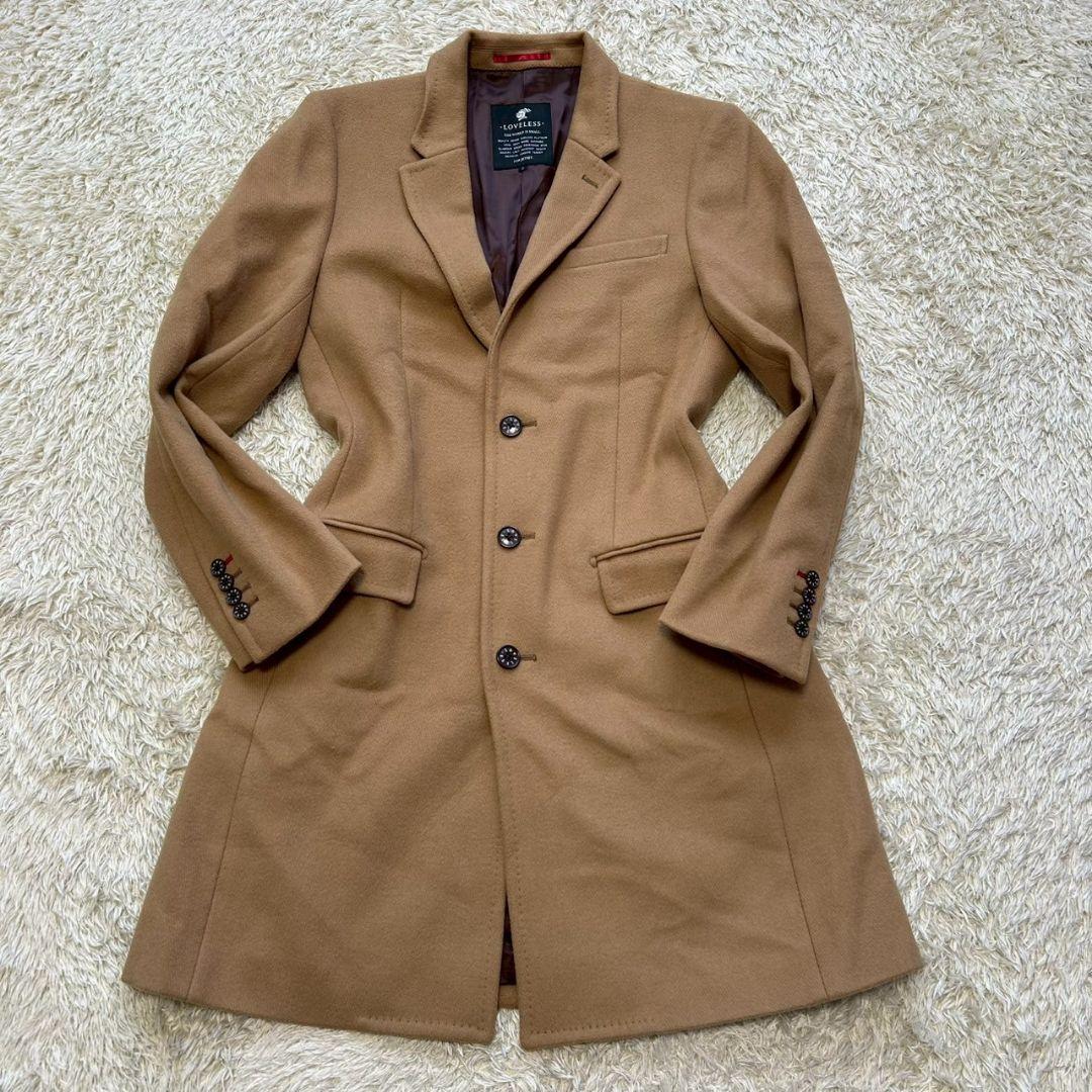 美品】ラブレス チェスターコート キャメル ヘリンボーン ウール sizeS