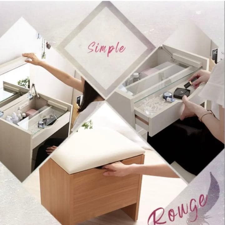 《新品》人気の姫系♡コンパクト収納付きドレッサー スツール付き デスク