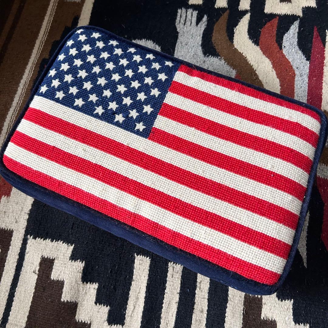 激レア 美品】ジョナサンアドラー オットマン 星条旗 ロゴ刺繍 木彫足
