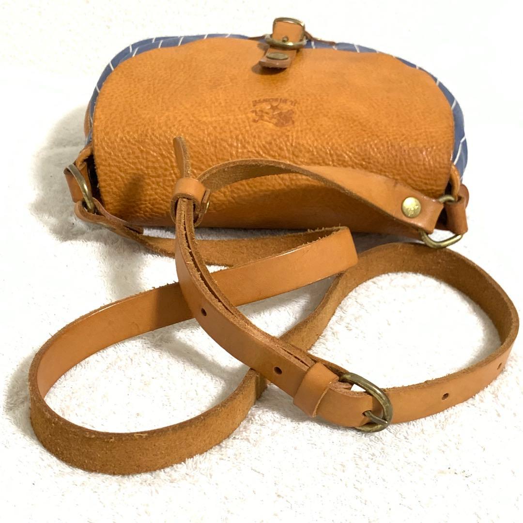 希少 イルビゾンテ クロスショルダーバッグ デニム&レザー ヒッコリー