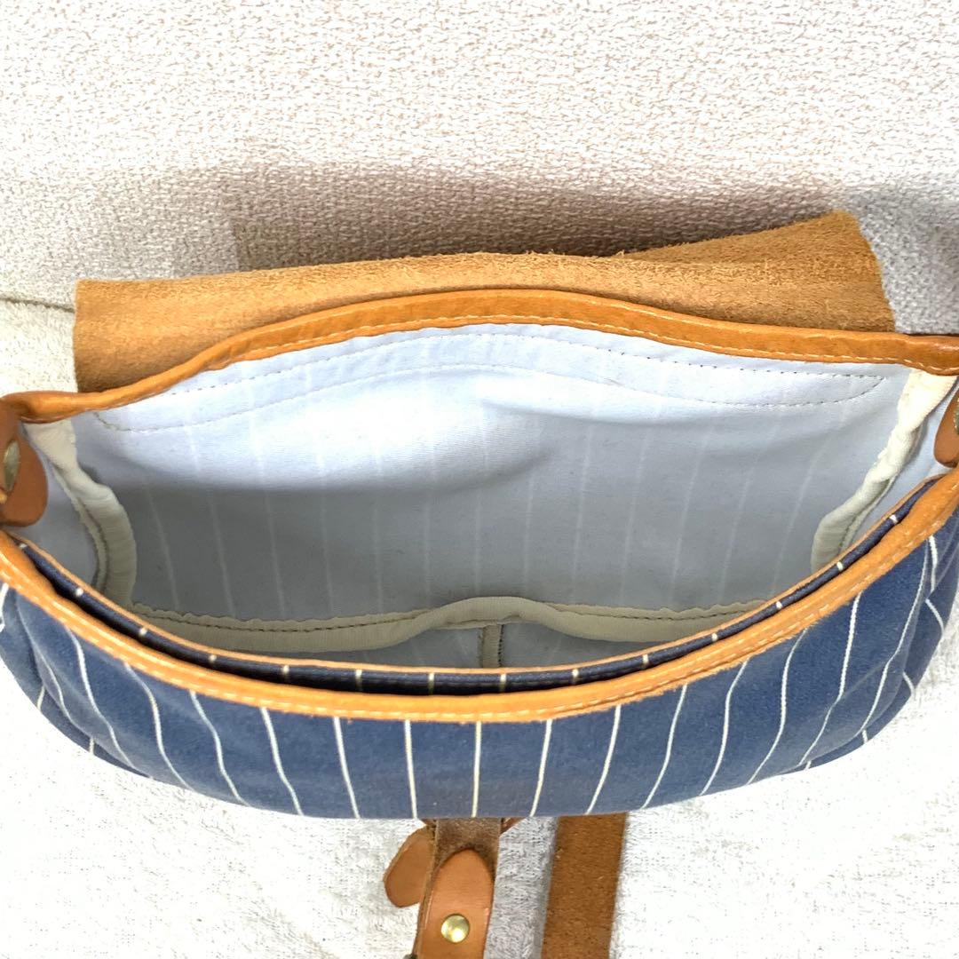希少 イルビゾンテ クロスショルダーバッグ デニム&レザー ヒッコリー