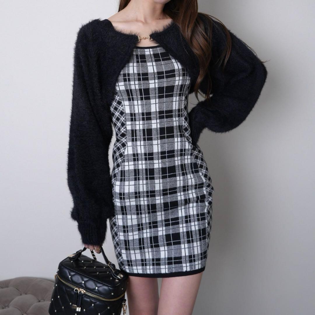 【LIP SERVICE】リップサービス フェザーチェックアンサンブルワンピース