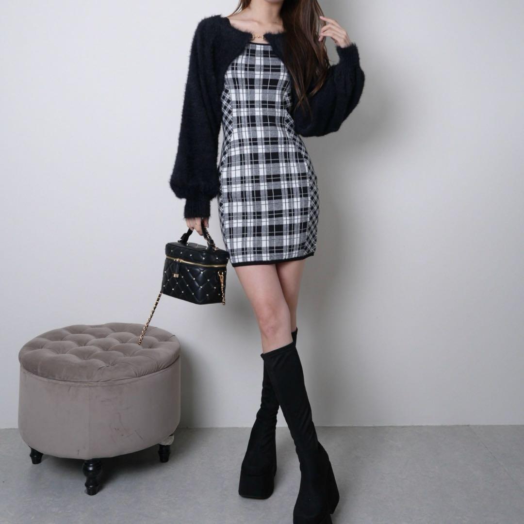 【LIP SERVICE】リップサービス フェザーチェックアンサンブルワンピース