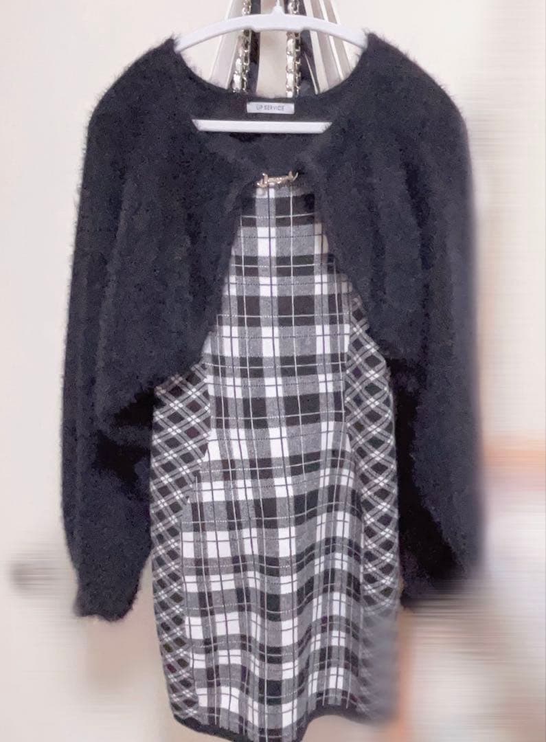 【LIP SERVICE】リップサービス フェザーチェックアンサンブルワンピース