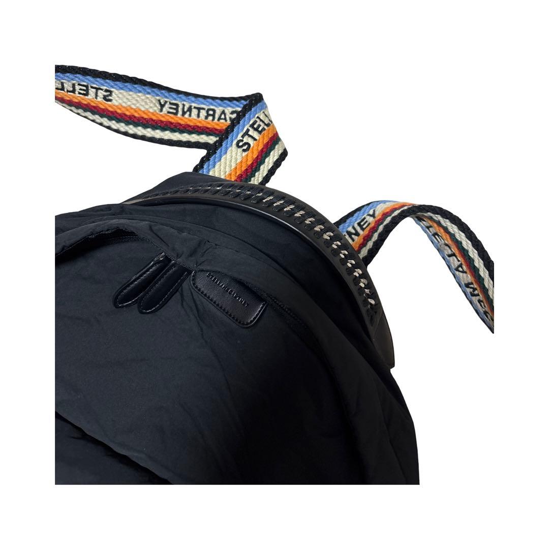 A4可 美品 ステラマッカートニー ナイロン バックパック ロゴ チェーン 黒