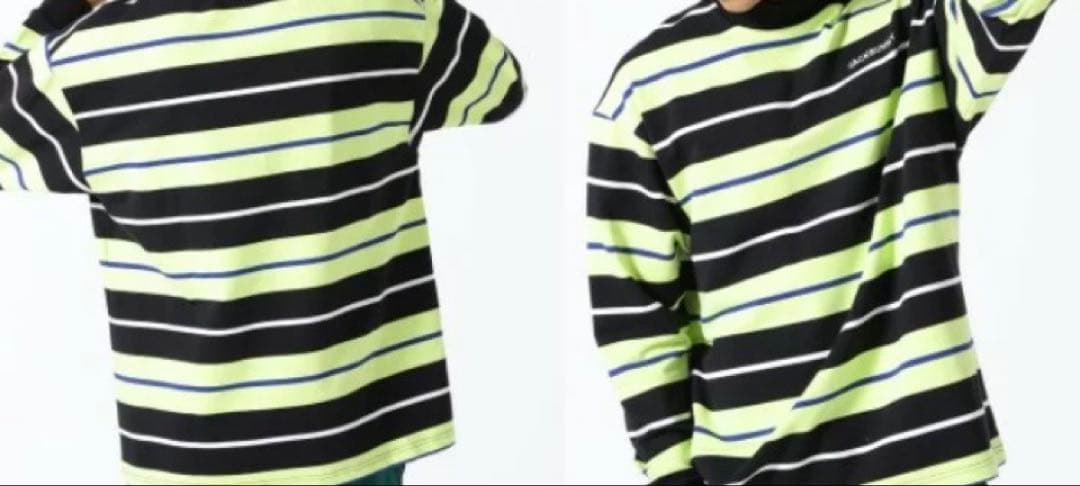 新品 ジャックバニー カラフルボーダーコットンテリー 長袖シャツ(6)サイズLL