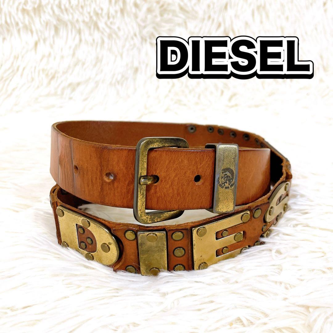 ディーゼル DIESEL 背面プレートロゴ レザーベルト イタリア製