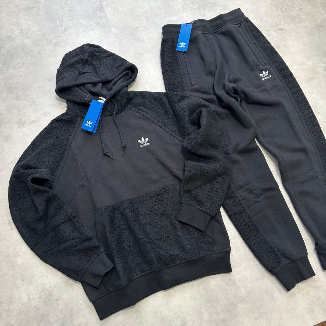 アディダス オリジナルス L スウェット フリース ジャージ セットアップ 黒