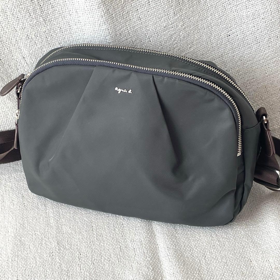 美品　agnes b.アニエスベー　ナイロン　ショルダーバッグ　ダークグレー