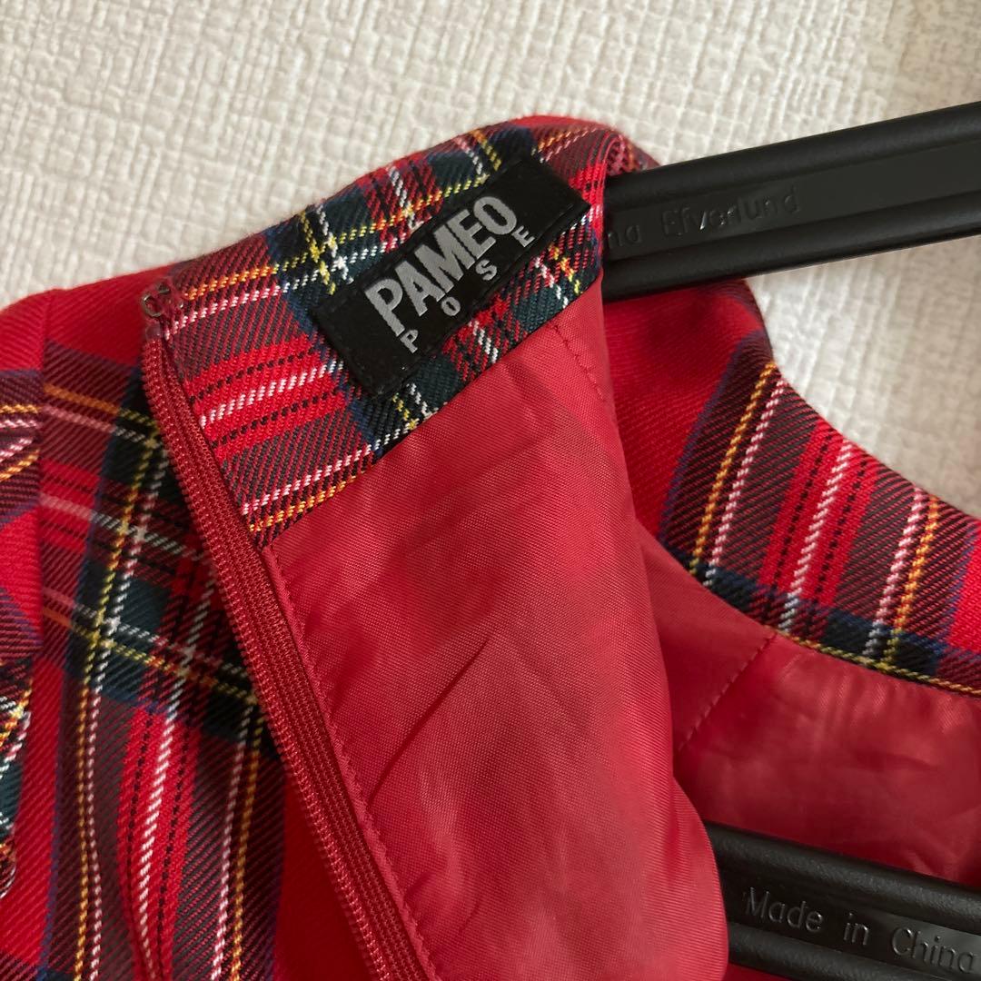 パメオポーズ PAMEOPOSE 赤チェック ワンピース