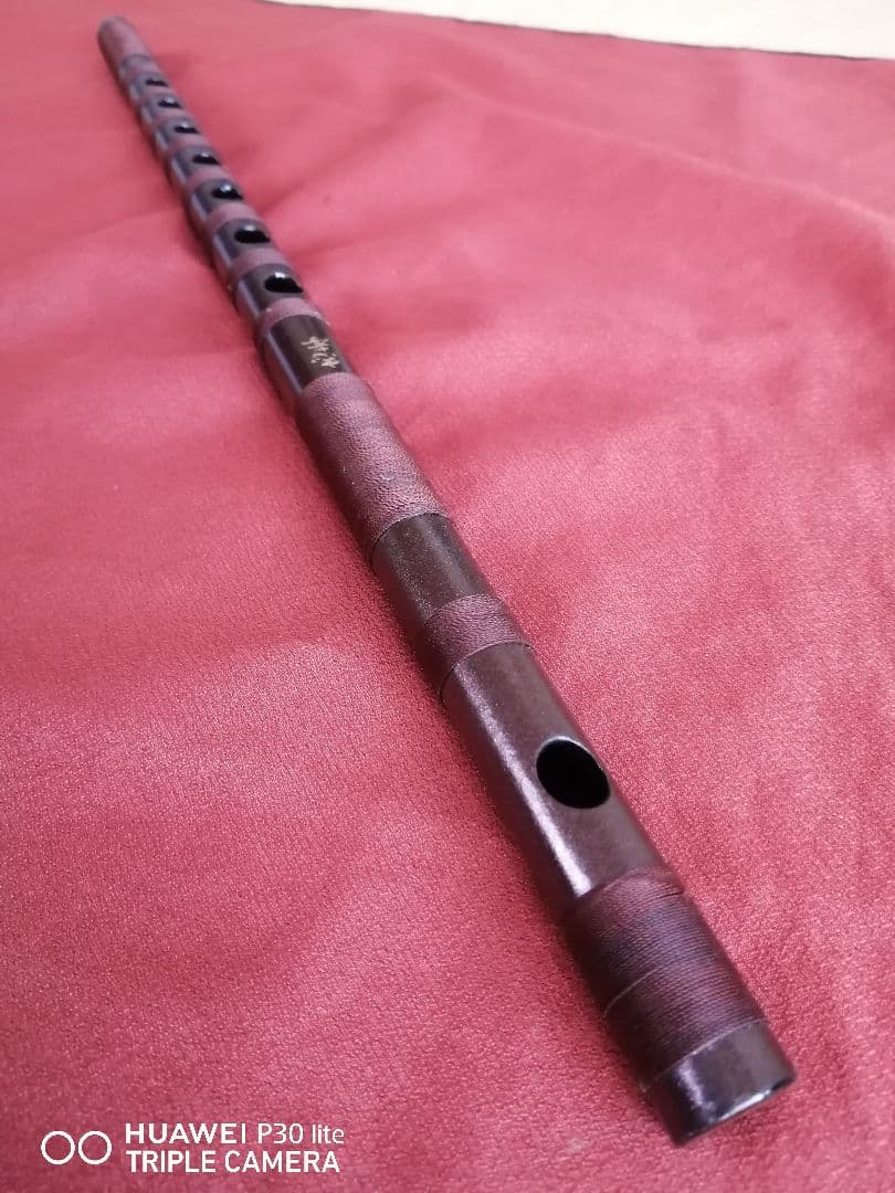 篠笛 古典調 五本調子 7穴 銀/黒/赤 天地籐巻き 鉄管仕様