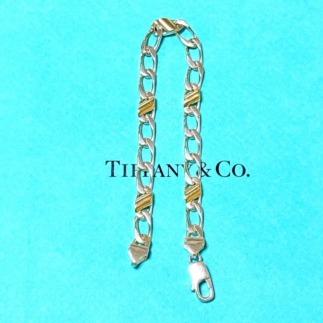 【美品】19.2cm ティファニー フィガロチェーン ブレスレット925/750