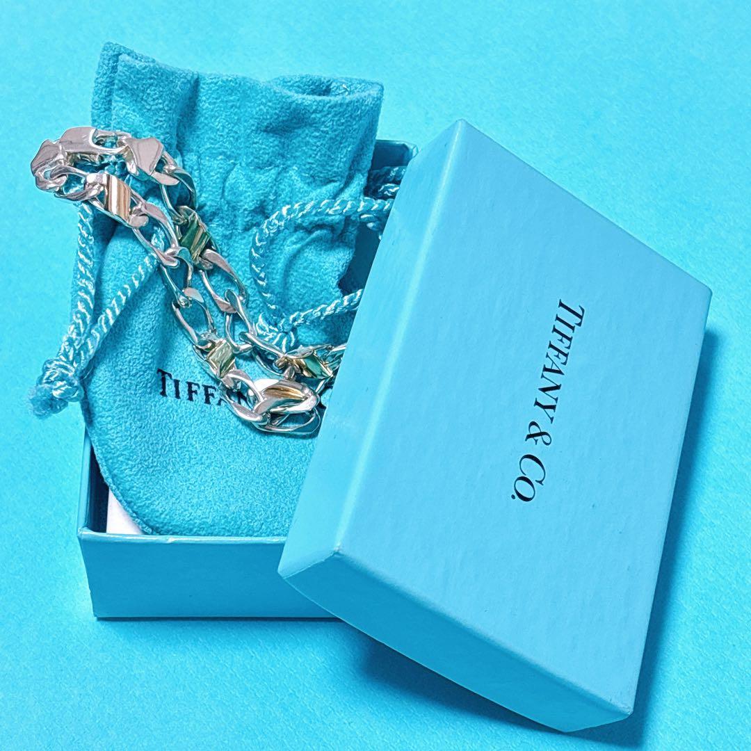 【美品】19.2cm ティファニー フィガロチェーン ブレスレット925/750