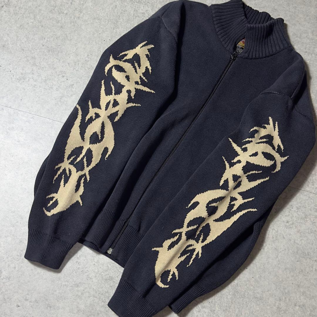 90s Harley-Davidson コットン ドライバーズニット 編み込み - メルカリ