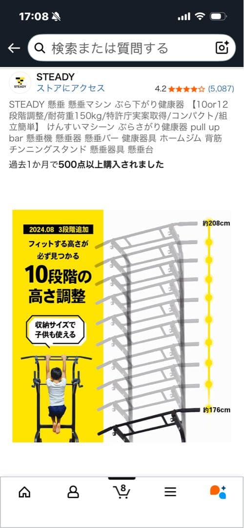 STEADY 懸垂マシン 健康ぶら下がり器　中古　送料込み