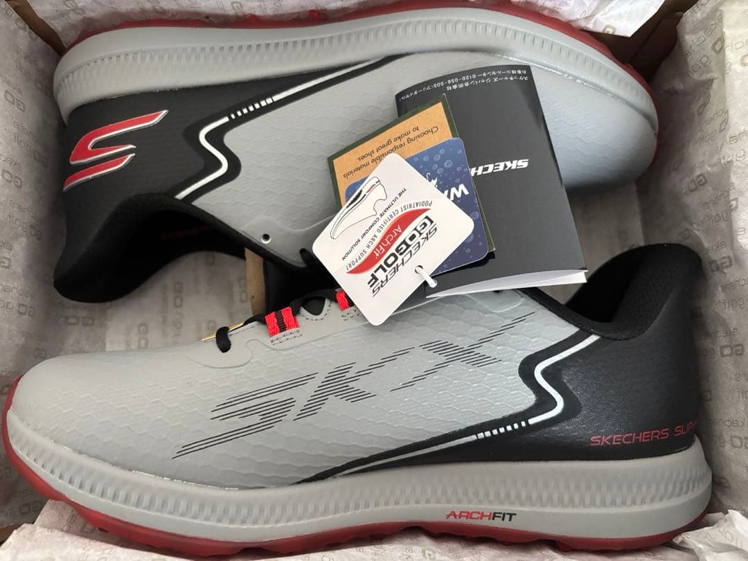 新品　SKECHERS GO GOLF グレー/ブラック/レッド 27.5㎝